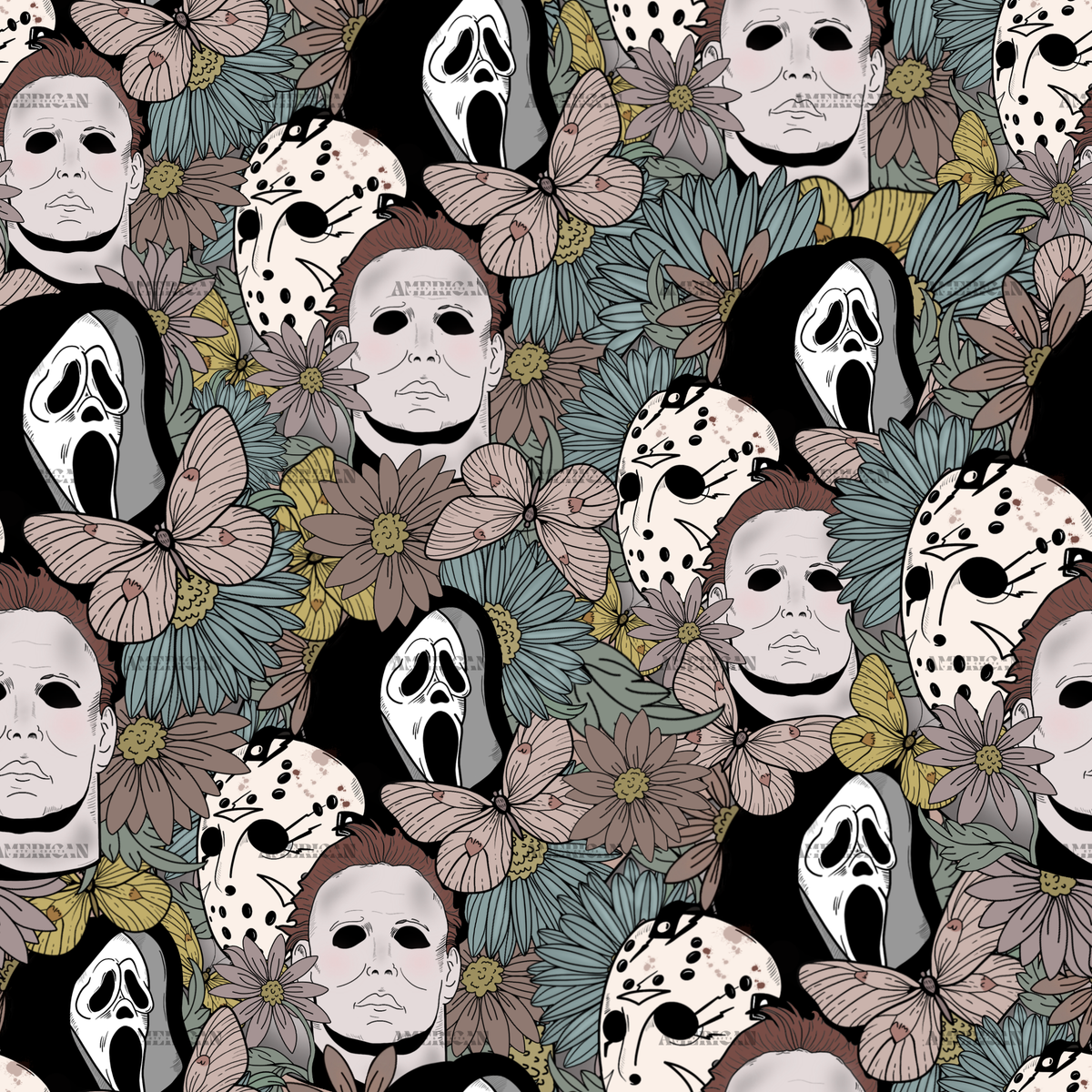 Floral seamless Halloween DTF Transfer