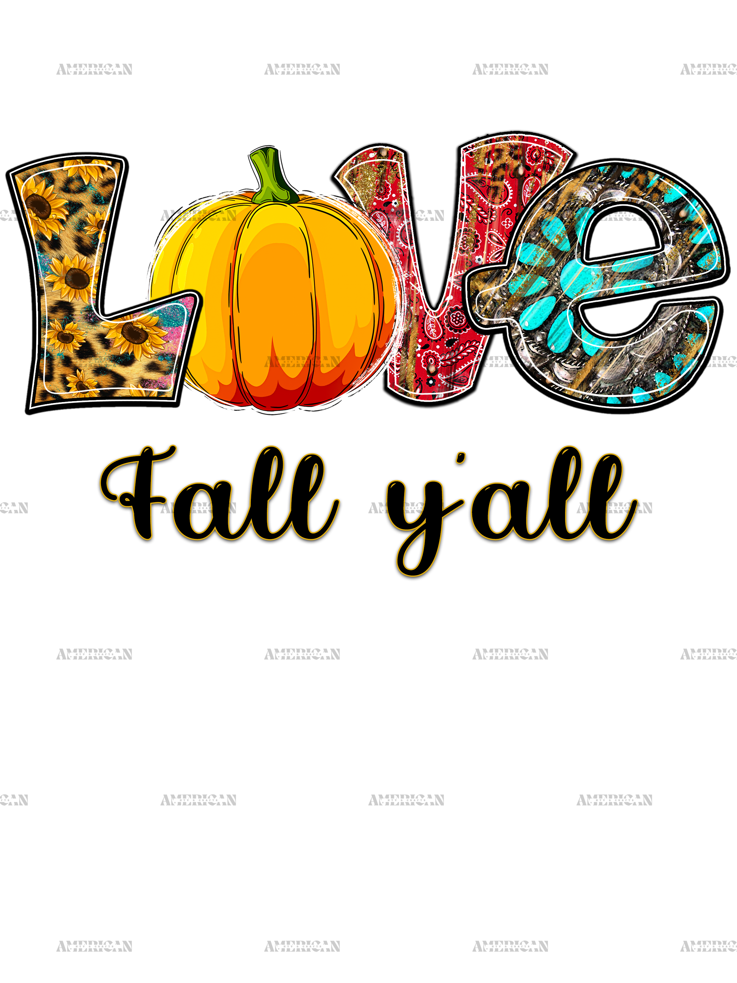 Love Fall yall pumpkin DTF Transfer